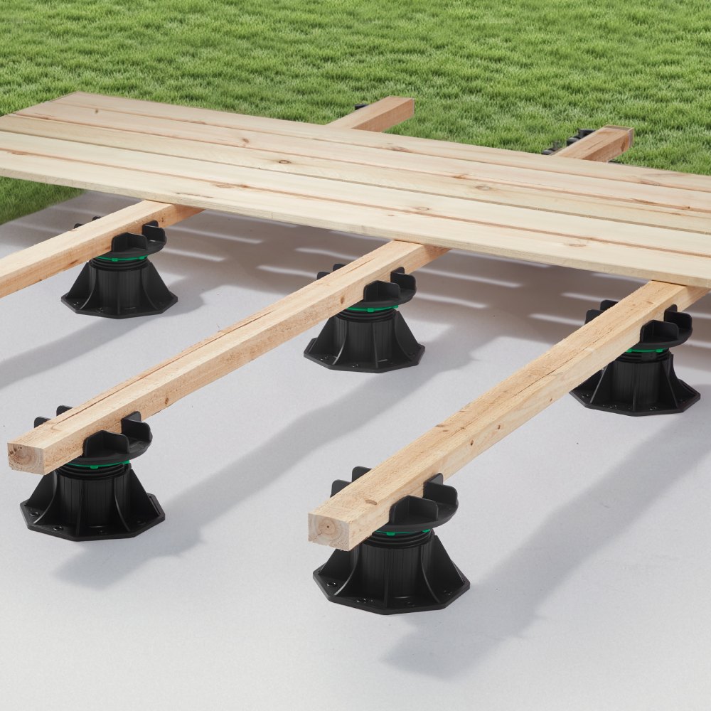 VEVOR Adjustable Pedestal Supports, Height Adjustable from 90 to 118 mm, 8 Pieces, Terrace Supports, Load Capacity 997.90 kg, Adjustable Foot, Plastic Base Paver, Slab Supports, Beam Supports for Wood, Concrete, Metal