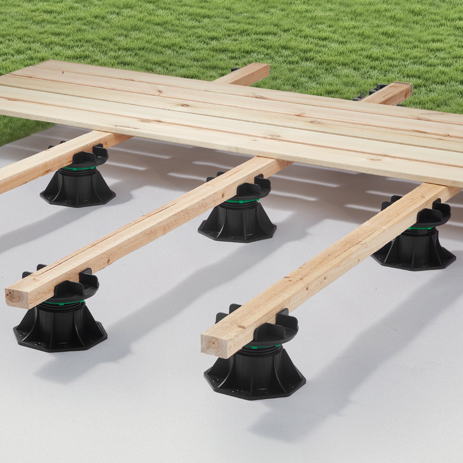 VEVOR Adjustable Pedestal Supports, Height Adjustable from 90 to 118 mm, 8 Pieces, Terrace Supports, Load Capacity 997.90 kg, Adjustable Foot, Plastic Base Paver, Slab Supports, Beam Supports for Wood, Concrete, Metal
