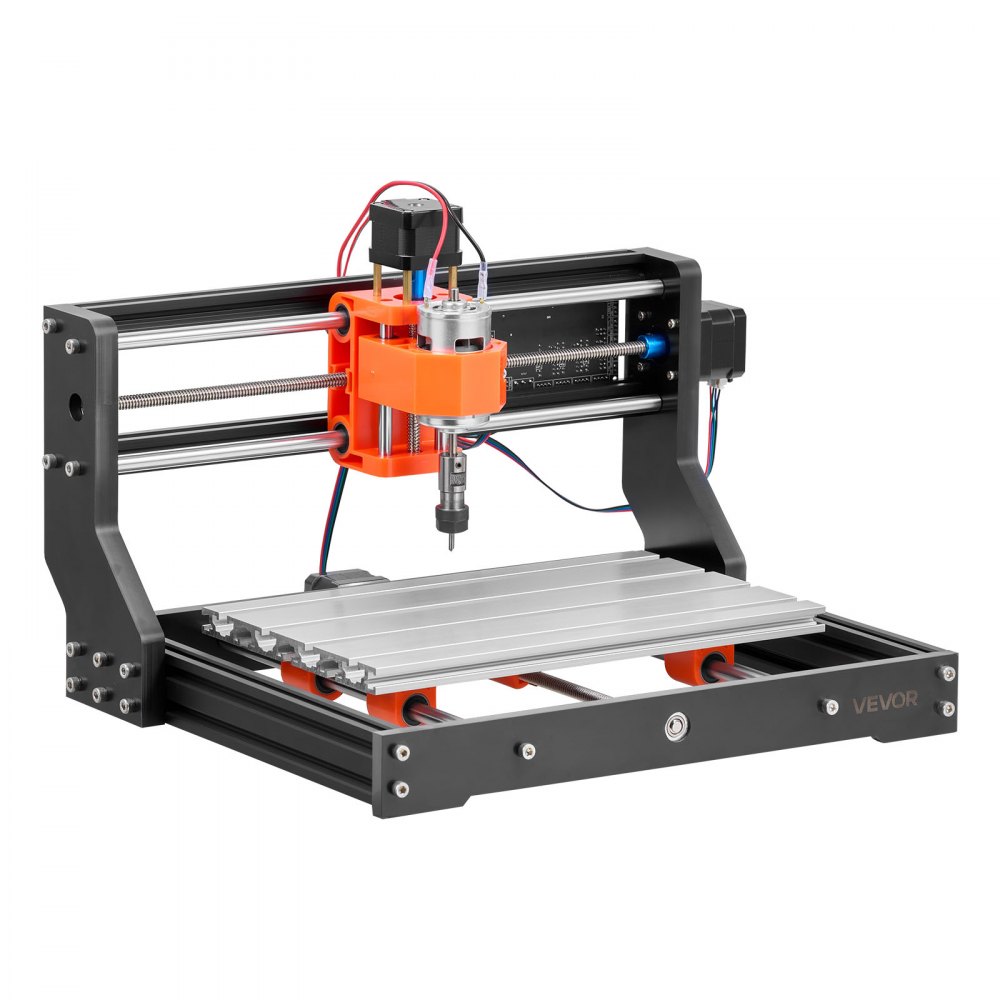 VEVOR Macchina per Incisione CNC 3018 Fresatrice CNC su Legno a 3 Assi, Mandrino da 60 W, Struttura in Lega di Alluminio, Area di Lavoro 30x18x4 cm, per Taglio e Intaglio su Legno Acrilico Plastica
