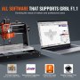 VEVOR CNC Router Macchina, 120 W, 3 Assi GRBL Controllo Kit per Fresatura e Incisione su Legno, 300 x 200 x 72 mm Area di Lavoro 1200 giri/min, Router Macchina per Legno Acrilico Schiuma Plastica