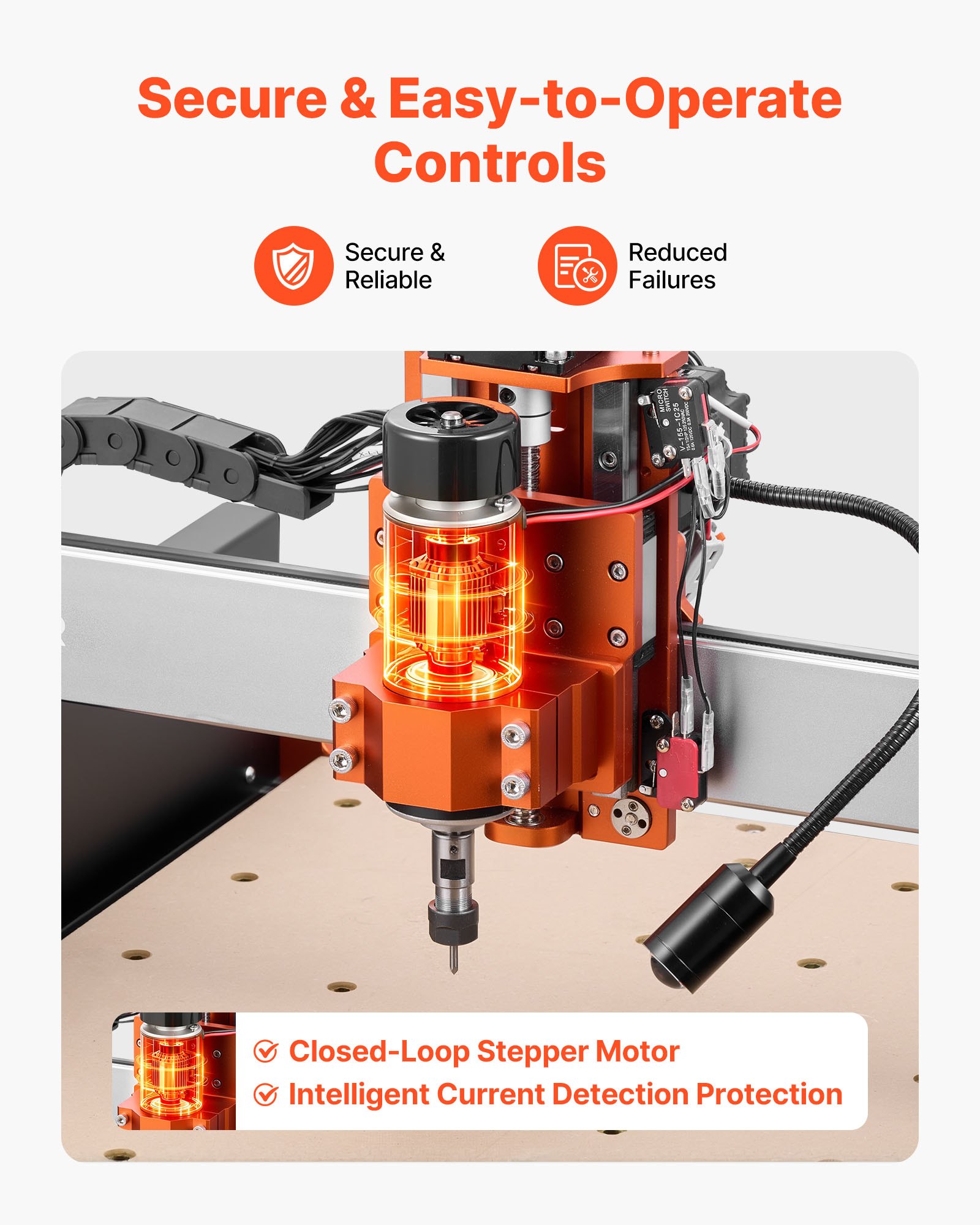 VEVOR CNC Router Machine, 500W Spindle, 3-Axis Wood Engraving Milling Machine, with Dual Linear Rails and Ball Screw, 400 x 400 x 95 mm Working Area, Trim Router, for Wood Acrylic Carving Cutting