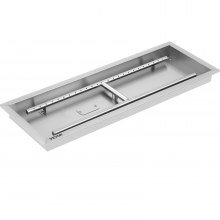 VEVOR Bruciatore a Gas Naturale per Camino 36x12 Pollici, Pentola per Fuoco 12 LBS, Acciaio Inossidabile in Pan Focolare Lineare Pentola Quadrato Bruciatore Riscaldatore, Camino Barbecue all'aperto