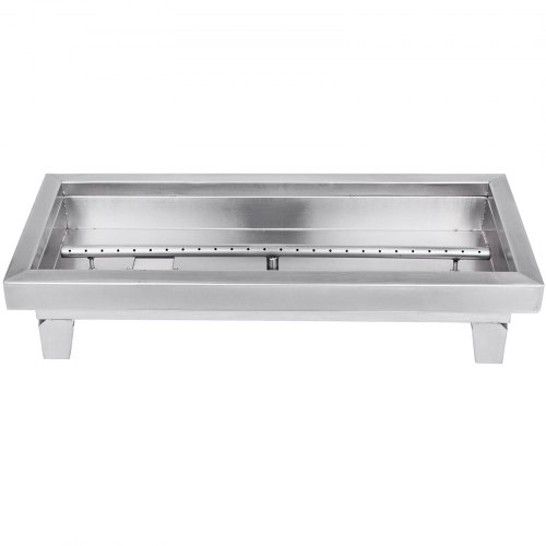VEVOR  60 x 25  x 5 cm Braciere BBQ Braciere in Acciaio Inox 201, Braciere Fai da Te da Campeggio da Esterno, Pozzo di Fuoco da Tavolo,Funzionamento a Gas Propano Può Contenere Roccia 9,07 kg