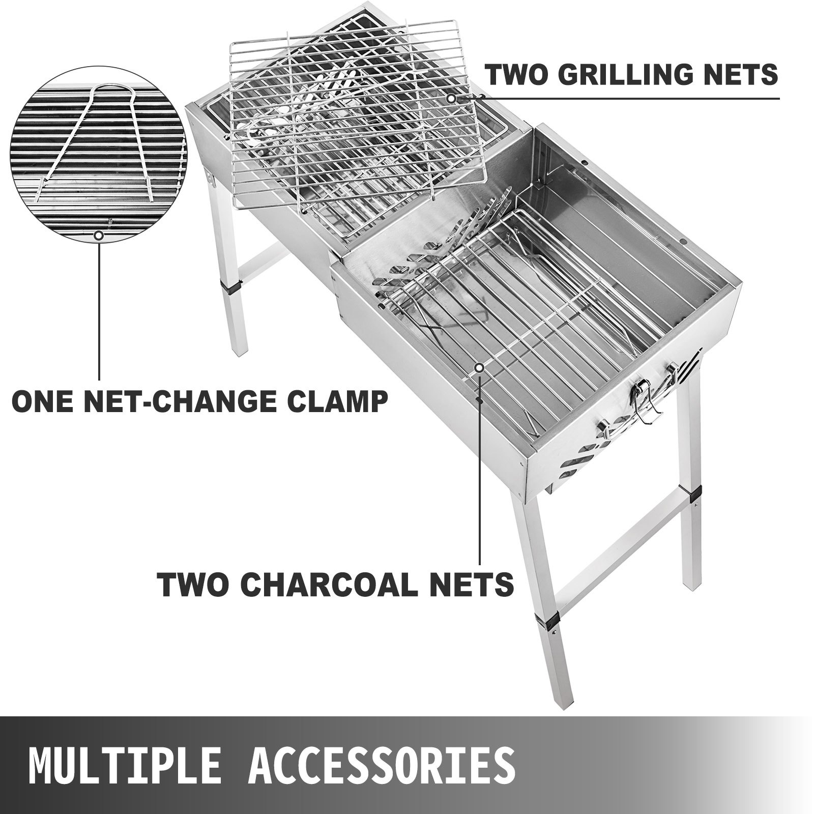 Griglia Carbone Aperto Bbq Griglia Pieghevole Portatile Per Barbecue In Acciaio