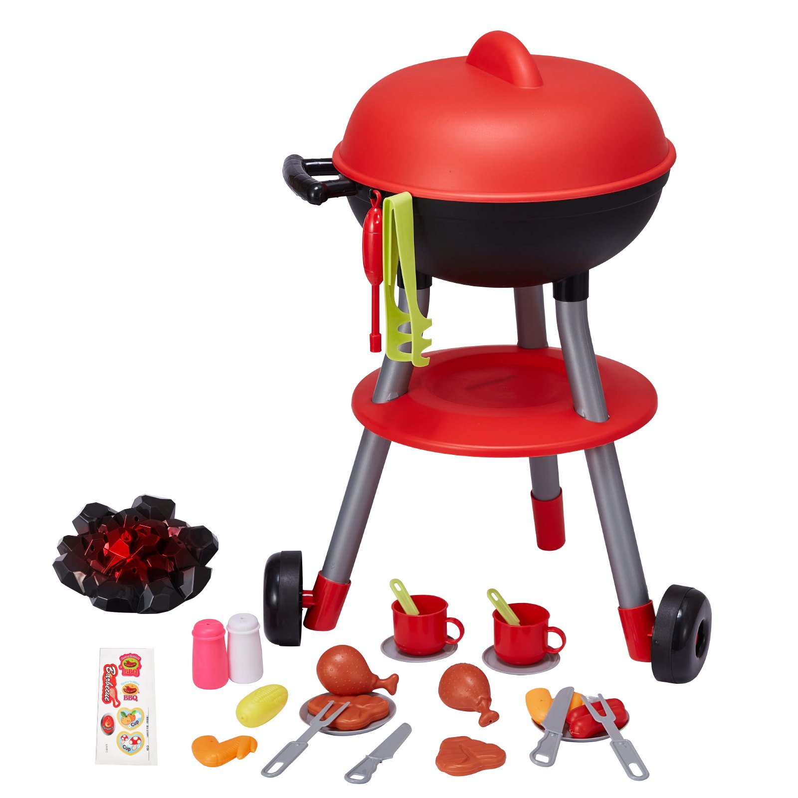 VEVOR Set da Gioco per Barbecue 43 x 37 x 59 cm Set di Griglia per Barbecue Giocattolo 28 Pezzi, con Suono Luce, Cibo Giocattolo per Barbecue per Bambini Ragazzi Ragazze 3-8 Anni Regalo di Compleanno
