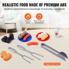 VEVOR Set di Giocattoli per Barbecue per Bambini, con Luce Suono di Fumo Finto, Set di Gioco Interattivo per Barbecue per Bambini Piccoli, Cibo Giocattolo, Accessori da Cucina, per Bambini di 3-8 Anni