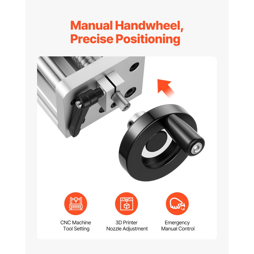 VEVOR Attuatore Lineare Corsa Effettiva 100 mm, Guida di Movimento Lineare CNC con Vite a Sfere, Doppio Asse Ottico, Alta Precisione C7, Blocco Scorrevole con Cuscinetto per Asse XYZ del Router CNC