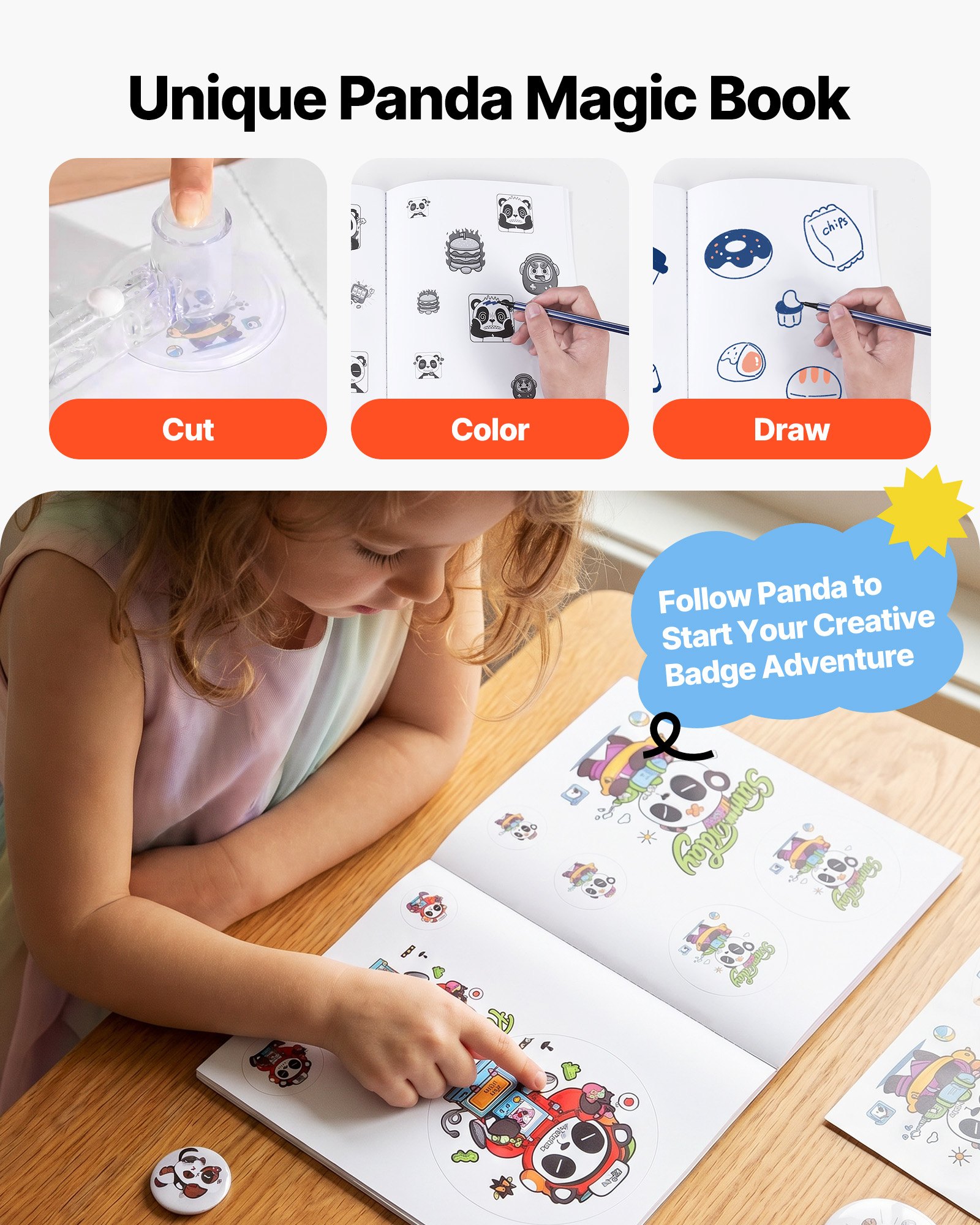 VEVOR Kit per Fustellatrice Manuale di Badge Spillo Bottoni Diametro 25/32/58mm 300 Pezzi, Kit di Punzonatrice Manuale in Plastica per Badge Spillo Fai-da-te con Accessori Completi per Hobby Regali