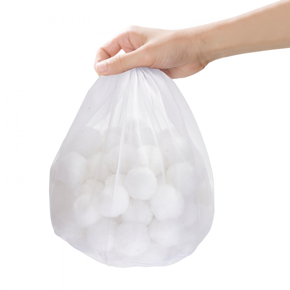 VEVOR Palline Filtranti per Piscina per Filtro a Sabbia, 0,68 kg, Materiale Filtrante in Fibra di Poliestere Bianco Riutilizzabile con Sacchetto Lavaggio, per Piscina Acquario Vasca Piscina Terra