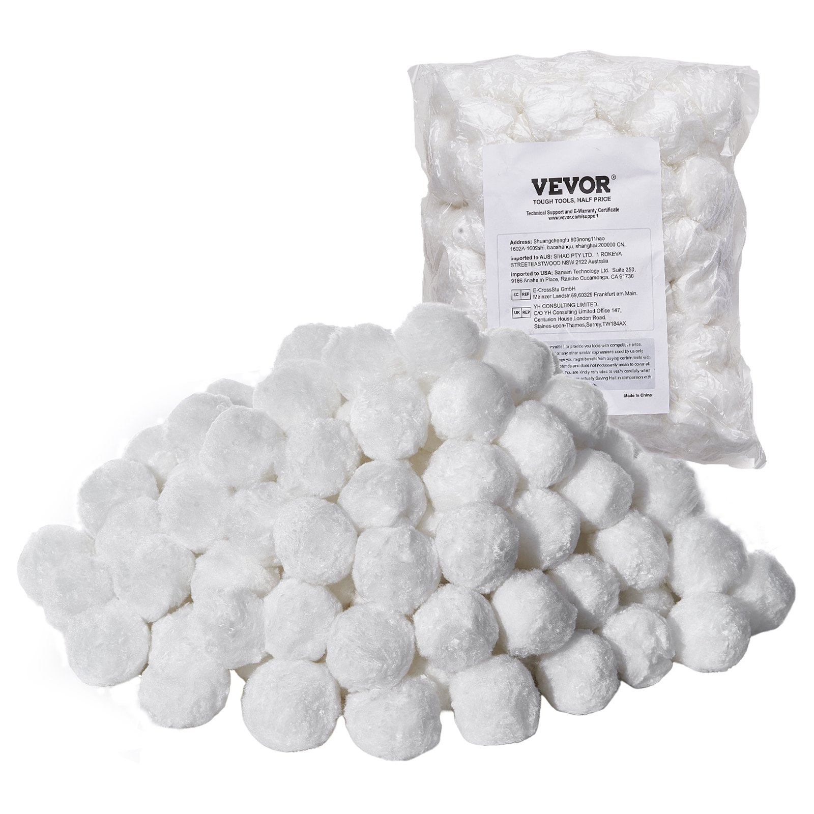 VEVOR Palline Filtranti per Piscina per Filtro a Sabbia, 0,68 kg, Materiale Filtrante in Fibra di Poliestere Bianco Riutilizzabile con Sacchetto Lavaggio, per Piscina Acquario Vasca Piscina Terra