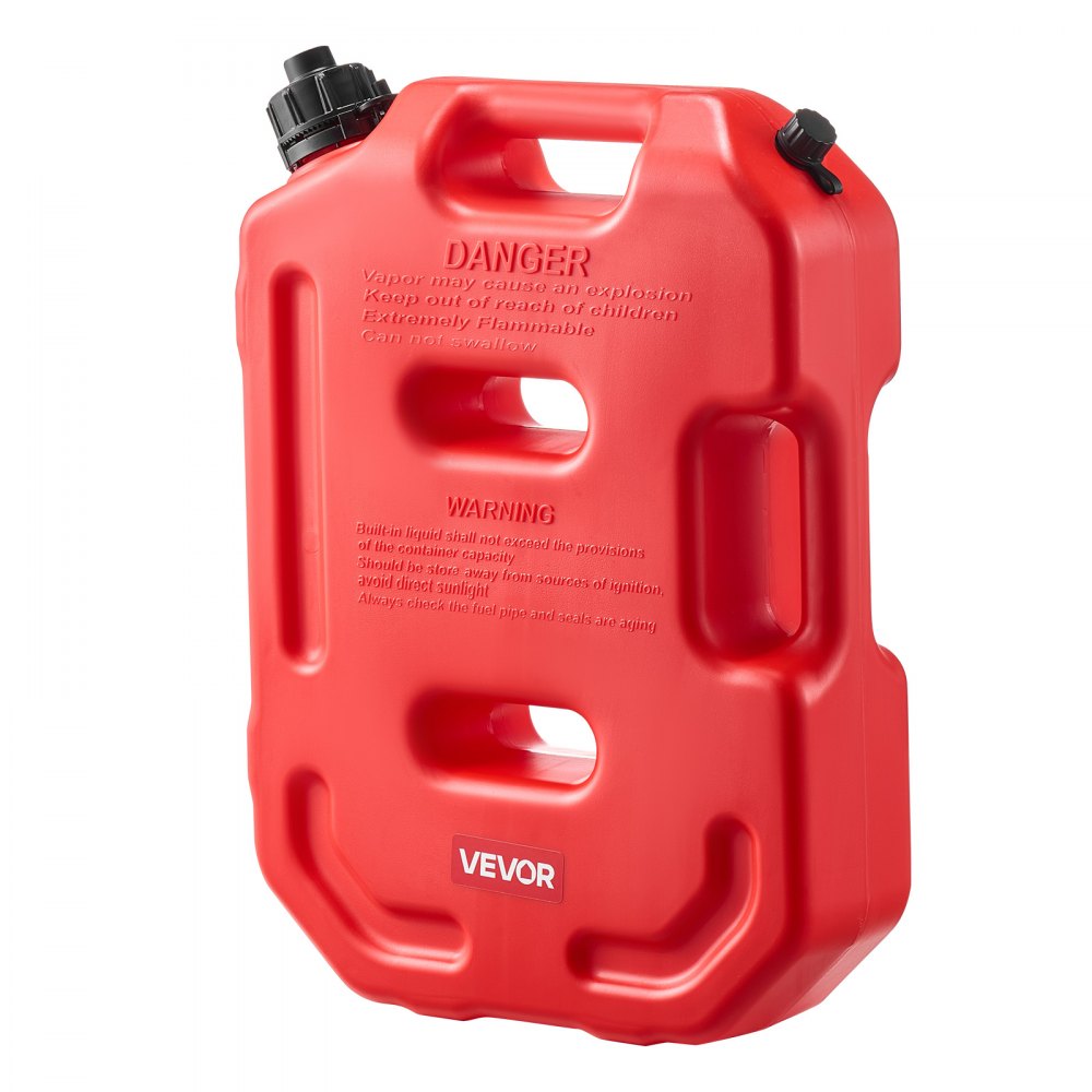 VEVOR Contenitore per Carburante 10 Litri, Tanica Benzina in Polietilene con Beccuccio e Staffa Bloccabile, Portata Massima 0,25L/s, per la Maggior Parte di Auto, Moto, ATV, UTV, Rosso