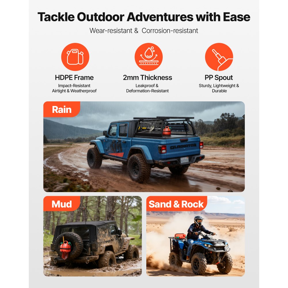 VEVOR Contenitore per Carburante 6 L, Serbatoio Carburante con Beccuccio e Contenitore Olio Extra da 1,9 L, Portata Massima di 0,091L/s, per la Maggior Parte delle Auto, Moto, ATV e UTV