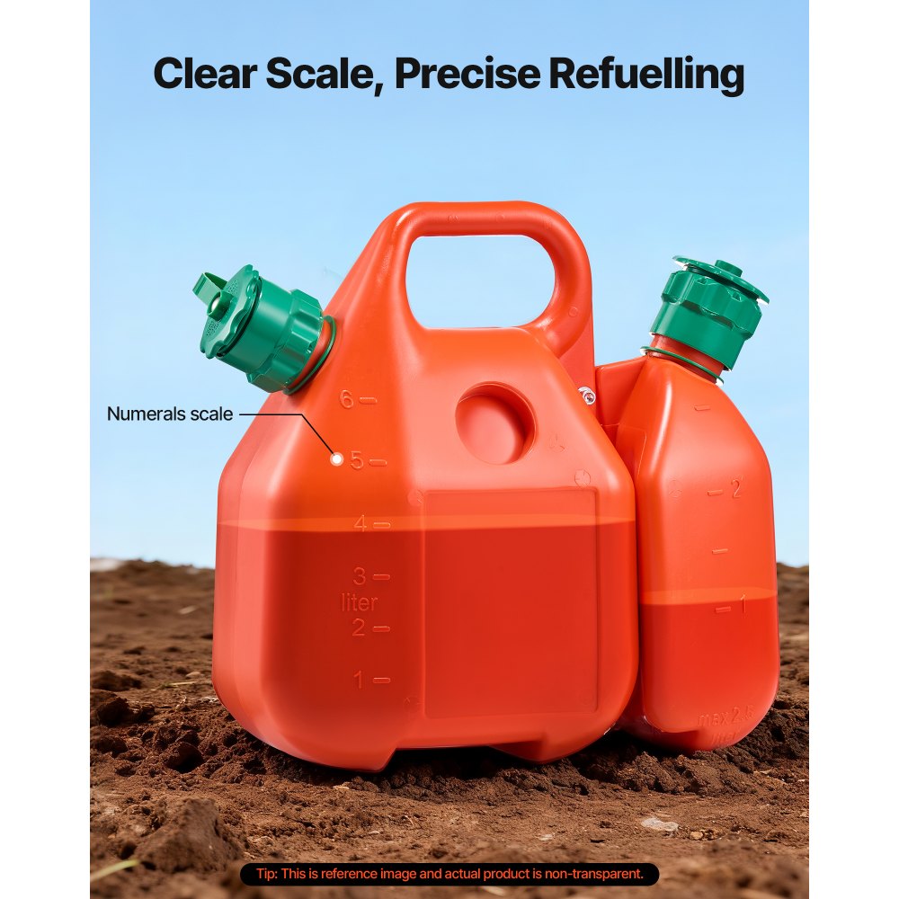 VEVOR Contenitore per Carburante 6 L, Serbatoio Carburante con Beccuccio e Contenitore Olio Extra da 1,9 L, Portata Massima di 0,091L/s, per la Maggior Parte delle Auto, Moto, ATV e UTV