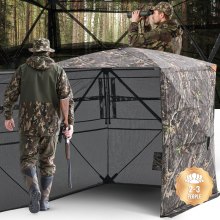VEVOR Tenda da Caccia Portatile a 360 Gradi, Tenda da Caccia Trasparente per 2 o 3 Persone con Borsa per Trasporto, Riparo Nascosto Resistente con Porta Laterale Silenziosa e Finestra, per Tacchini