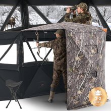 VEVOR Tenda da Caccia, Tenda Termica per 2 a 3 Persone con Sedia a Tre Gambe Borsa per il Trasporto, Mimetica Portatile, Riparo Nascosto Resistente con Porta e Finestra con Cerniera