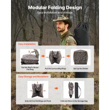VEVOR Tenda da Caccia, Tenda da Caccia Trasparente per 4 a 5 Persone con Borsa per il Trasporto, Mimetica Portatile a 270 Gradi, Riparo Nascosto Resistente con Porta e Finestra Magnetiche