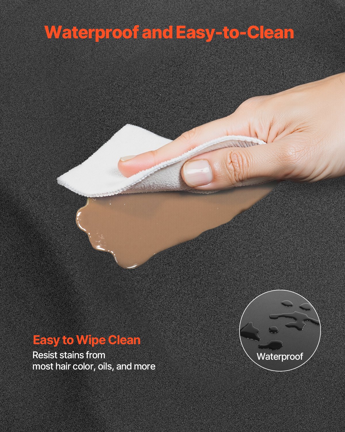 VEVOR Salon Mat for Hairdressers, 905x1220 mm, Semi-Circular Standing Mat, 13 mm Thick Anti-Fatigue Mat for Hair Salons, Easy-to-Clean PVC Surface & Beveled Edges to Prevent Tripping