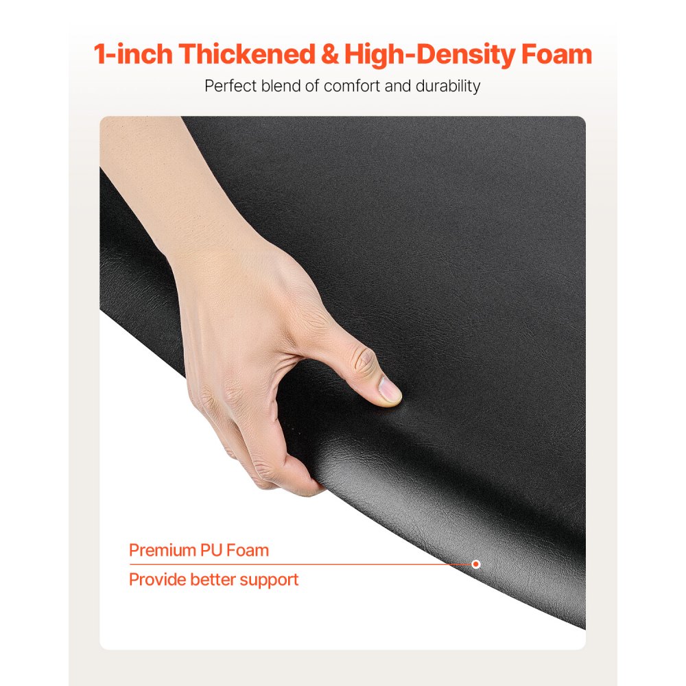 VEVOR Tappetino da Salone per Parrucchieri 1220 x 930 mm Tappetino Semicircolare per Sedia da Salone, 25 mm di Spessore, con Taglio Rotondo, Facile da Pulire e Bordi Smussati Anti-Inciampo, Nero Opaco