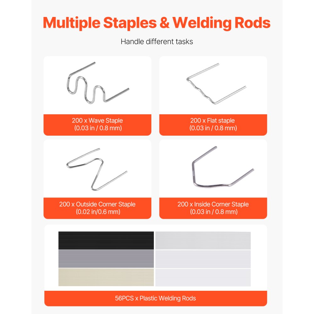 VEVOR Saldatrice per Plastica, Saldatura in Plastica 220 W con 800 Punti Caldi, 56 Bacchette, Luce LED, per Paraurti in Plastica per Auto per Kayak, Giocattoli, Riparazione di Crepe in Plastica