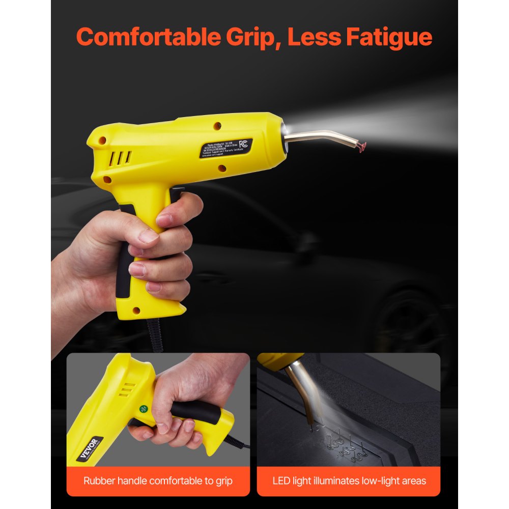 VEVOR Plastic Welding Machine, 220W Plastic Repair Kit with 800 Hot Clamps & 56 Welding Rods, Welding Gun with LED Light, Carrying Case for Kayaks, Toys, Car Bumper Repair