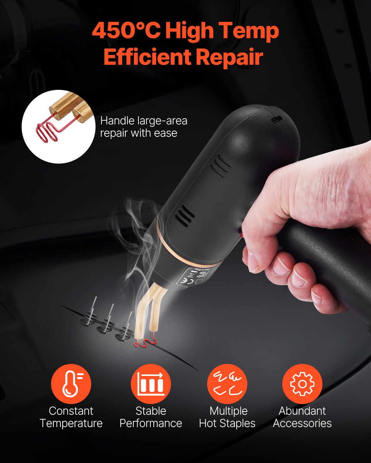 VEVOR Saldatrice per Plastica Senza Fili 120 W con 400 Pezzi di 4 Tipi di Punti Metallici Caldi, Kit per Saldatura a Punti Metallici Caldi Ricaricabile, Kit Riparazione Paraurti per Kayak, Giocattoli