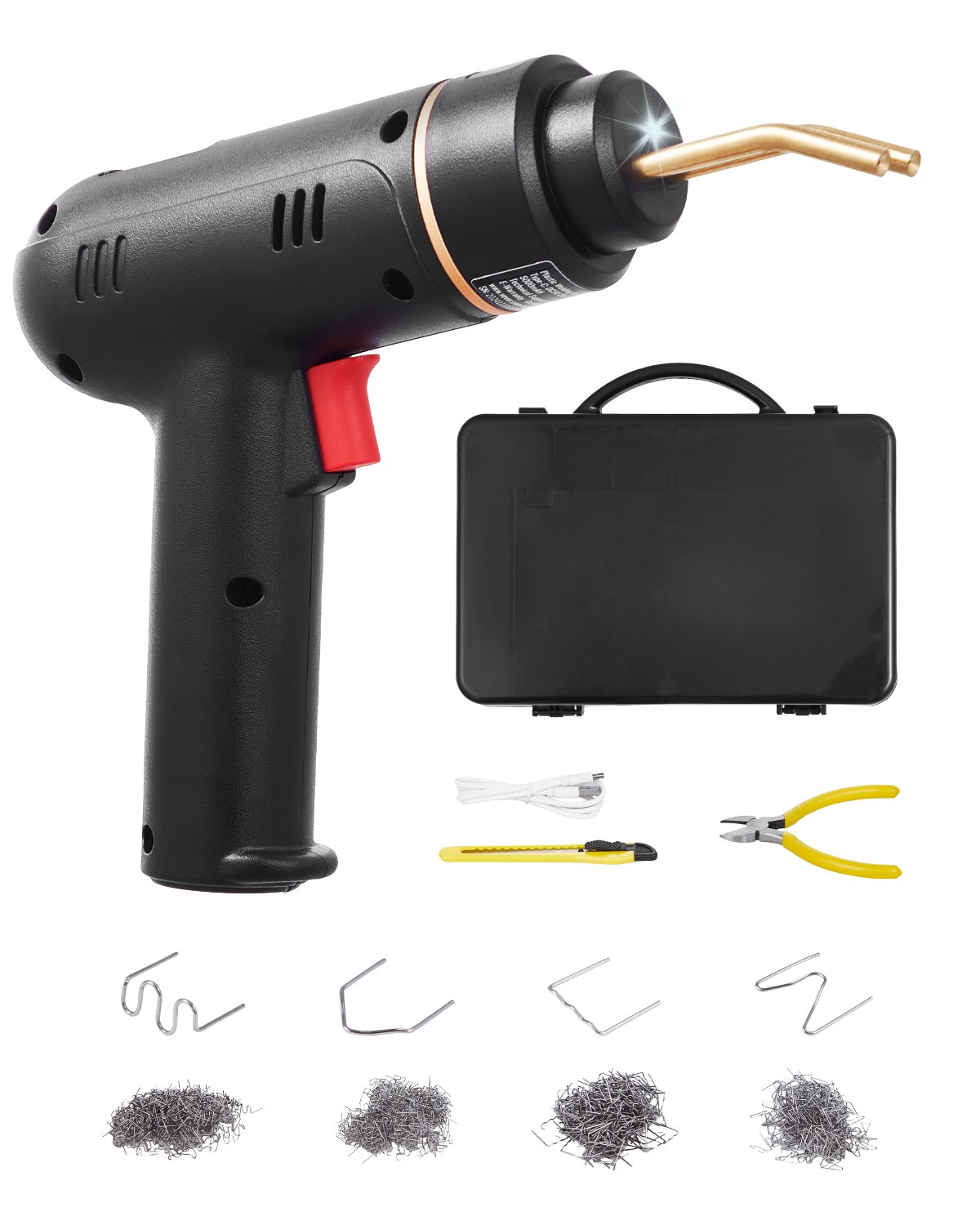 VEVOR Saldatrice per Plastica Senza Fili 120 W con 400 Pezzi di 4 Tipi di Punti Metallici Caldi, Kit per Saldatura a Punti Metallici Caldi Ricaricabile, Kit Riparazione Paraurti per Kayak, Giocattoli