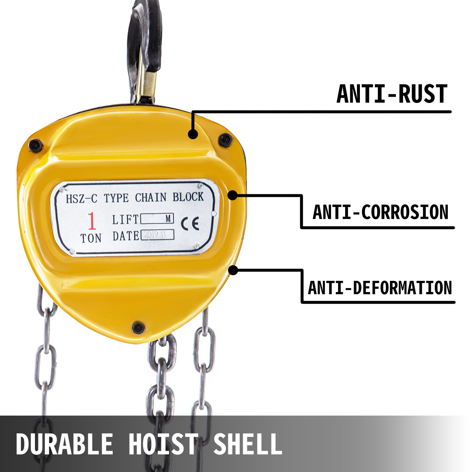 Argano Manuale Paranco Gru Per Argano A Fune Verricello Sollevamento 1t 12m