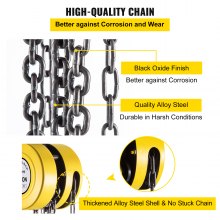 VEVOR Paranco a Catena Manuale Altezza 6M Capacità 1T in Forma Rotonda Giallo