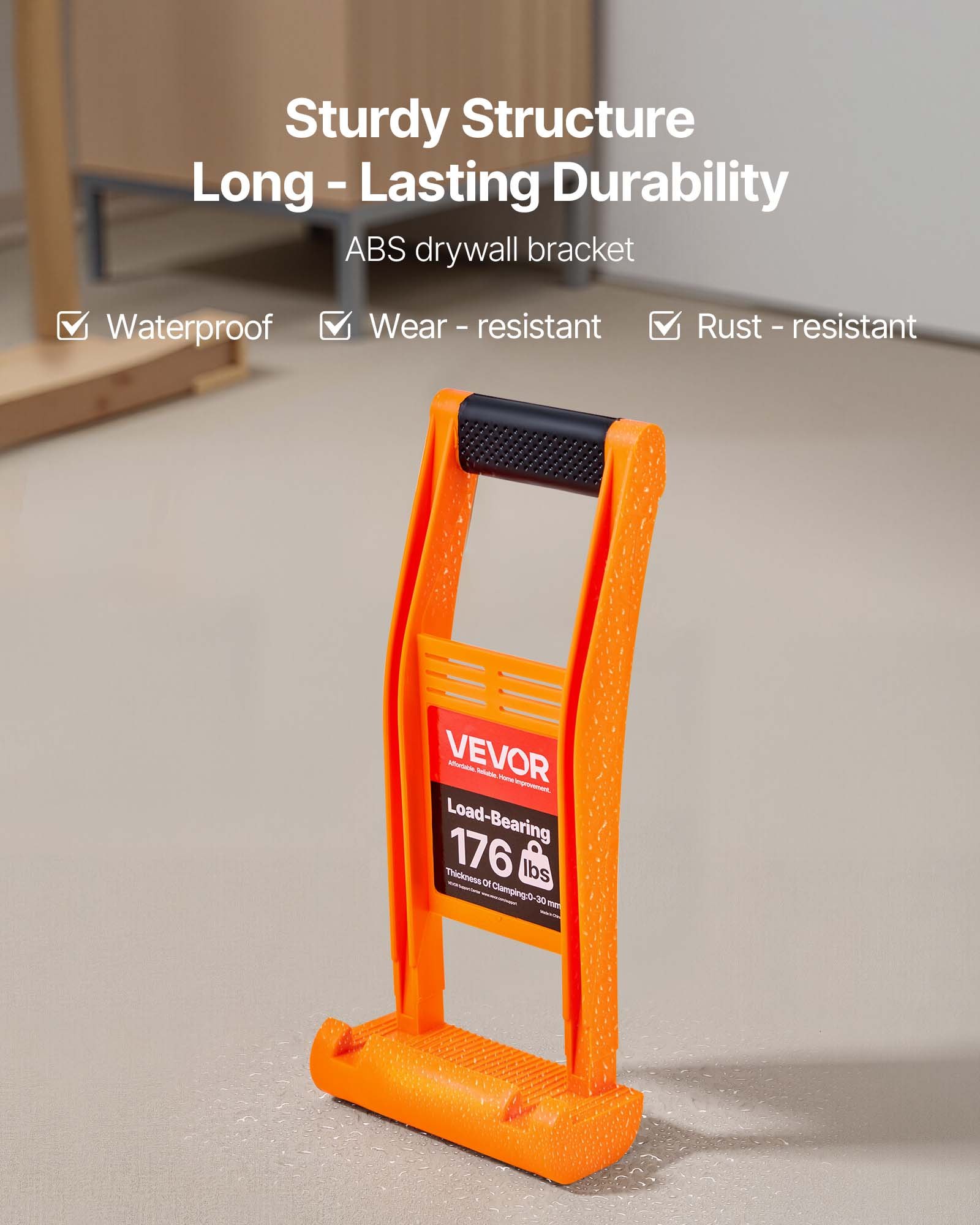 VEVOR Drywall Carrier, 2 Pack Plywood Carriers Handles, ABS Plastic Panel Carrier Tool with 79.8 kg Load Bearing, Lift and Carry Panel Mover for Plywood, Drywall, Particleboard, Tempered Glass