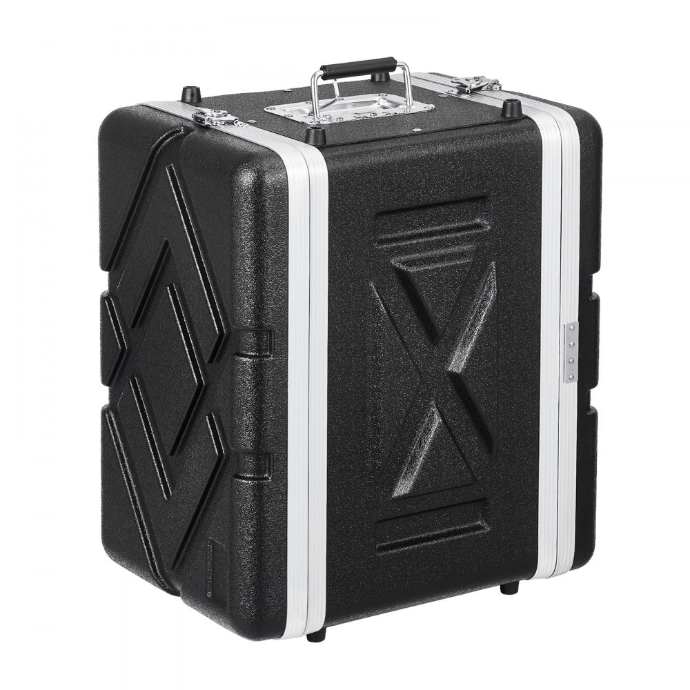 VEVOR Custodia Rack 6U Profondità 361,95 mm Custodia Trasporto Guscio in ABS con Maniglia, Chiusure a Farfalla per Impieghi Pesanti, Pannelli Frontali Posteriori Rimovibili, per Amplificatori, Mixer