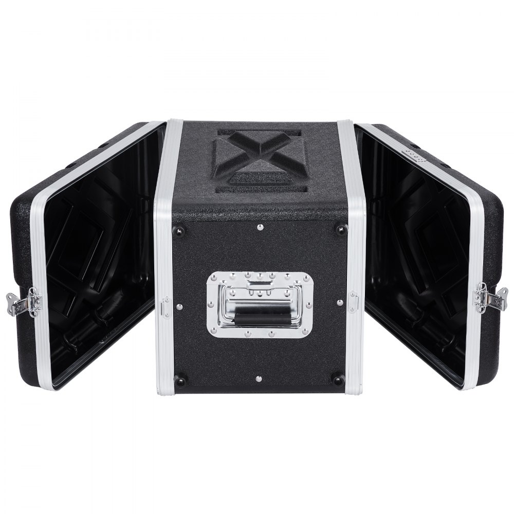 VEVOR Custodia Rack 6U Profondità 361,95 mm Custodia Trasporto Guscio in ABS con Maniglia, Chiusure a Farfalla per Impieghi Pesanti, Pannelli Frontali Posteriori Rimovibili, per Amplificatori, Mixer