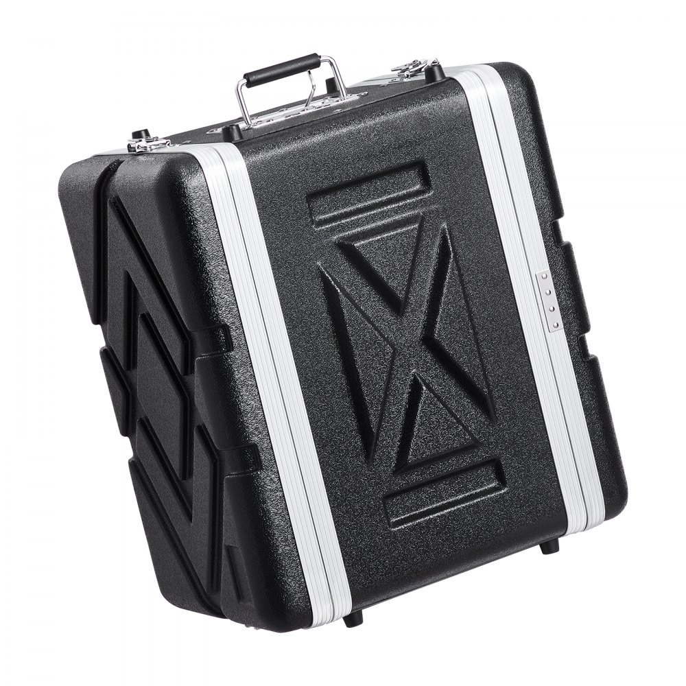 VEVOR Custodia Rack 6U Profondità 361,95 mm Custodia Trasporto Guscio in ABS con Maniglia, Chiusure a Farfalla per Impieghi Pesanti, Pannelli Frontali Posteriori Rimovibili, per Amplificatori, Mixer