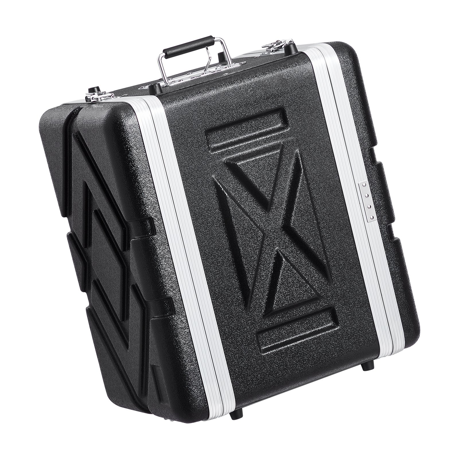 VEVOR Custodia Rack 6U Profondità 361,95 mm Custodia Trasporto Guscio in ABS con Maniglia, Chiusure a Farfalla per Impieghi Pesanti, Pannelli Frontali Posteriori Rimovibili, per Amplificatori, Mixer