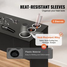 VEVOR Mobile per Parrucchiere da Parete, Cassettiera per Salone Mobili da Salone, Set di Mobili per Salone Bellezza Spa, 1 Armadietto, 3 Scomparti, 2 Cassetti per Porta Attrezzi, Nero