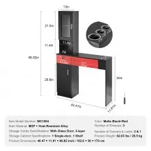 VEVOR Stazione per Salone 102,8 x 30 x 170 cm Stazione per Parrucchiere da Barbiere Montaggio a Parete, Set di Mobili, 1 Armadietto, 3 Piccoli Armadietti, 2 Cassetti (Uno con Serratura), Nero e Rosso