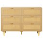 VEVOR Credenza con Armadio Rattan Intrecciato da 120 x 39,5 x 85,4 cm con 6 Cassetti e Maniglie e Gambe in Metallo, Moderno Mobiletto in Rattan per Camera da Letto, Soggiorno, Corridoio