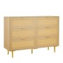 VEVOR Credenza con Armadio Rattan Intrecciato da 120 x 39,5 x 85,4 cm con 6 Cassetti e Maniglie e Gambe in Metallo, Moderno Mobiletto in Rattan per Camera da Letto, Soggiorno, Corridoio