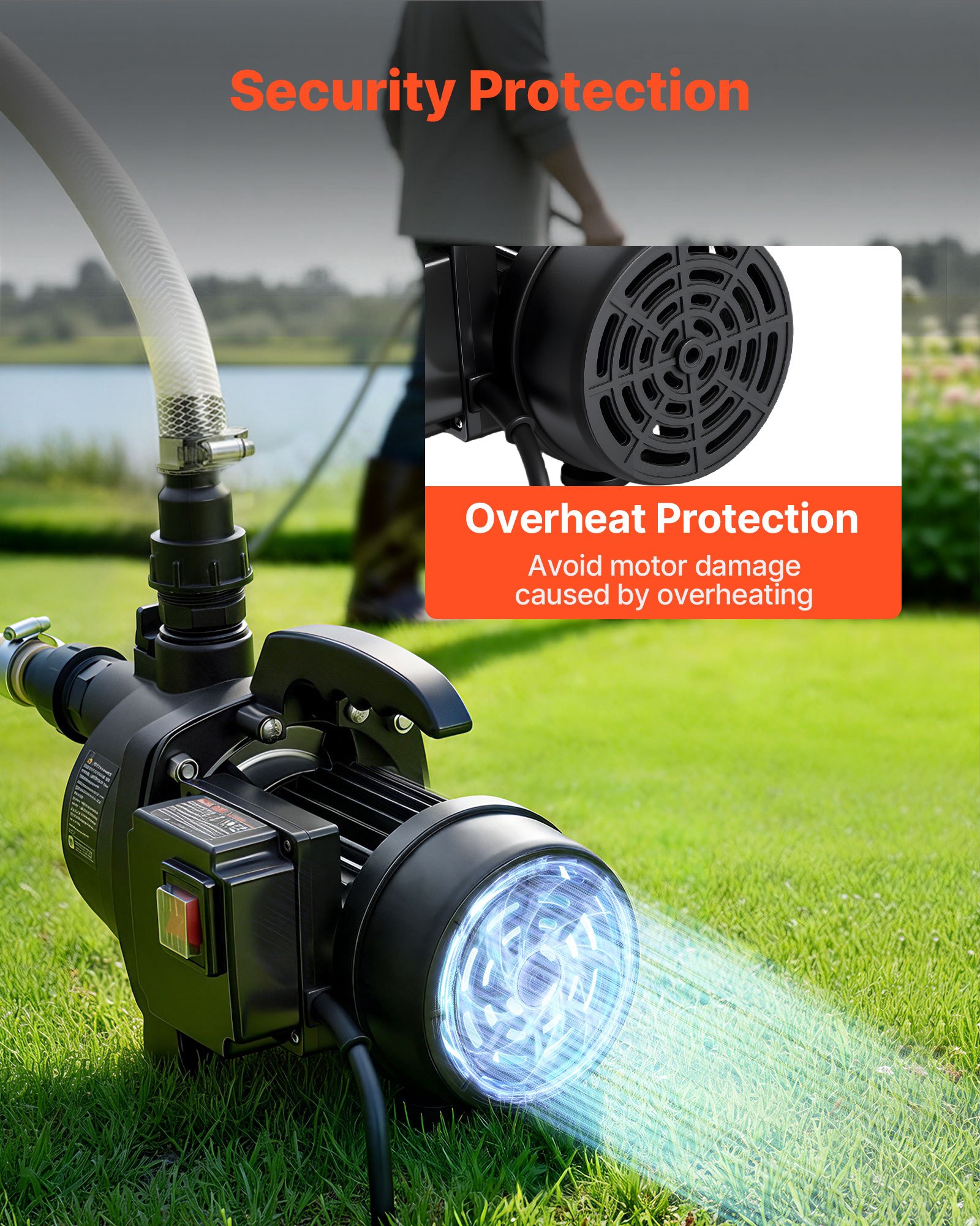 VEVOR Pompa a Getto per Pozzi Poco Profondi 800 W Materiale in PP, Pompa a Getto Flusso max 3300 L/h per Irrigazione da Giardino Prato Cortile Prevalenza 8 m con Protezione da Surriscaldamento