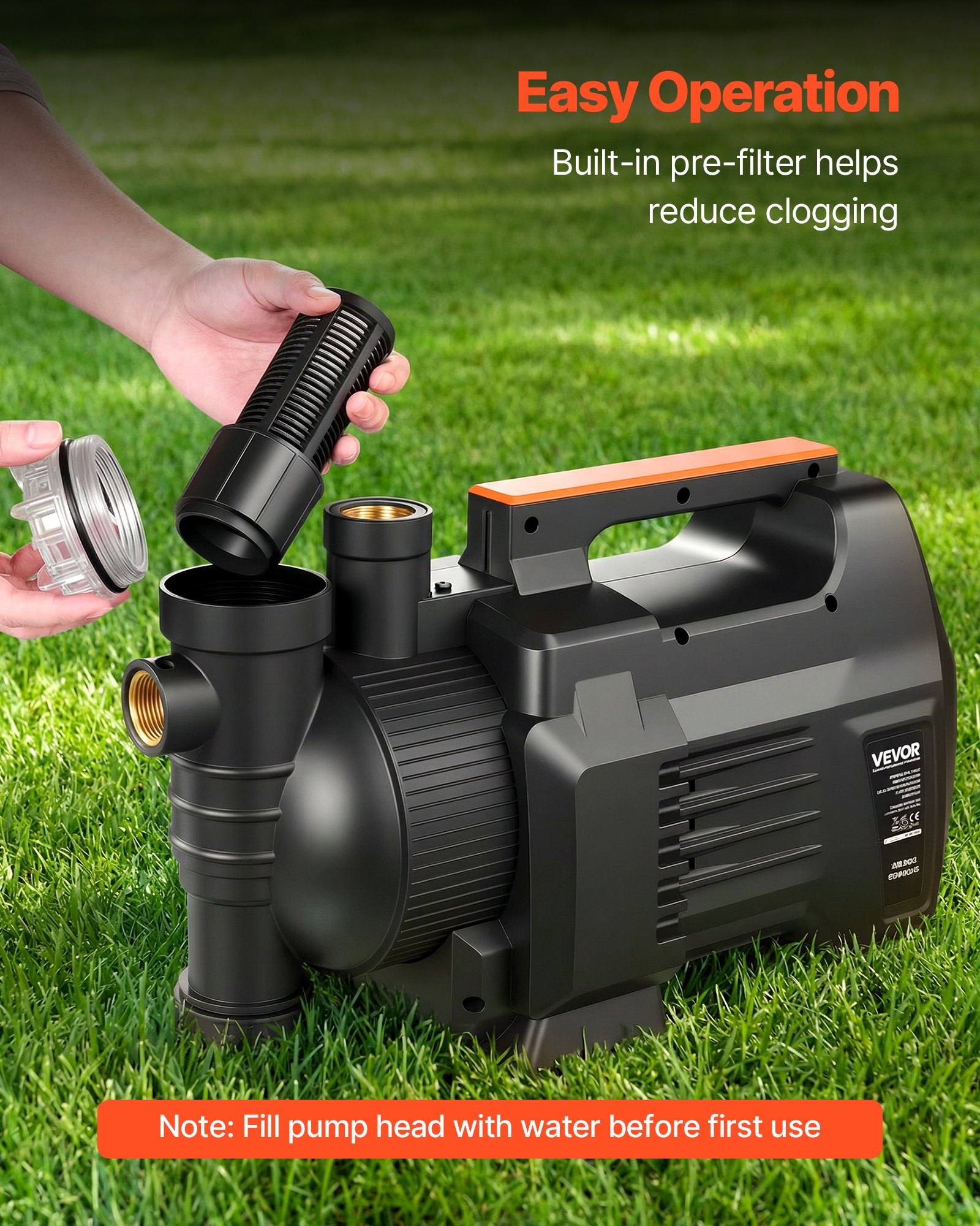 VEVOR Pompa a Getto Pozzi Poco Profondi Elettronica 1300 W Pompa a Getto in PP Flusso max 4800 L/h per Sistema Irrigazione da Giardino Prato Altezza di Aspirazione 8m Riempimento Piscina Schermo LCD