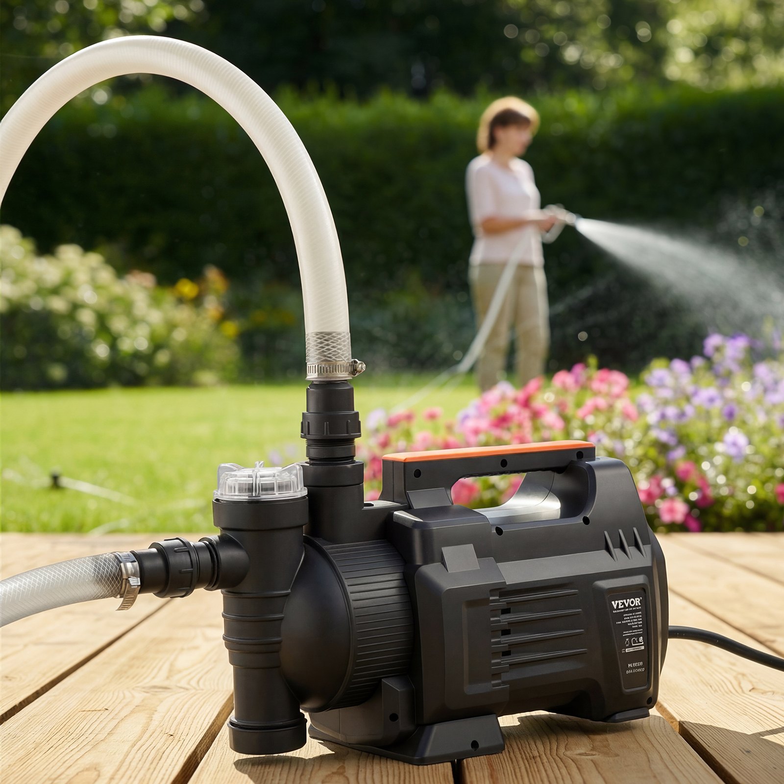 VEVOR Pompa a Getto Pozzi Poco Profondi Elettronica 1300 W Pompa a Getto in PP Flusso max 4800 L/h per Sistema Irrigazione da Giardino Prato Altezza di Aspirazione 8m Riempimento Piscina Schermo LCD