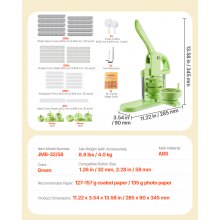 VEVOR Macchina per Spille, Macchina Punzonatrice con 200 pezzi Kit per Fustellatrice Manuale per Badge 32/58 mm, Impugnatura Ergonomica, per Spille Personalizzate Fai da te, Verde