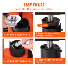 VEVOR Kit per Fustellatrice Manuale di Badge Spillo Bottoni Diametro 32mm 500 Pezzi, Kit di Punzonatrice Manuale in Plastica per Badge Spillo Fai-da-te con Accessori Completi Modelli da Diametro 32mm