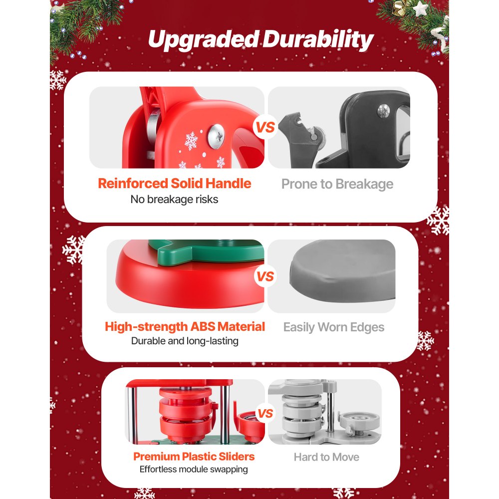 VEVOR Macchina per Spille Rotonde, Macchina Punzonatrice con 100 pezzi Kit per Fustellatrice Manuale per Badge 58 mm, Impugnatura Ergonomica, per Spille Personalizzate Fai da te, Rosso