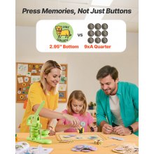 VEVOR Macchina per Spille, Macchina Punzonatrice con 100 pezzi Kit per Fustellatrice Manuale per Badge 75 mm, Impugnatura Ergonomica, per Spille Personalizzate Fai da te, Verde