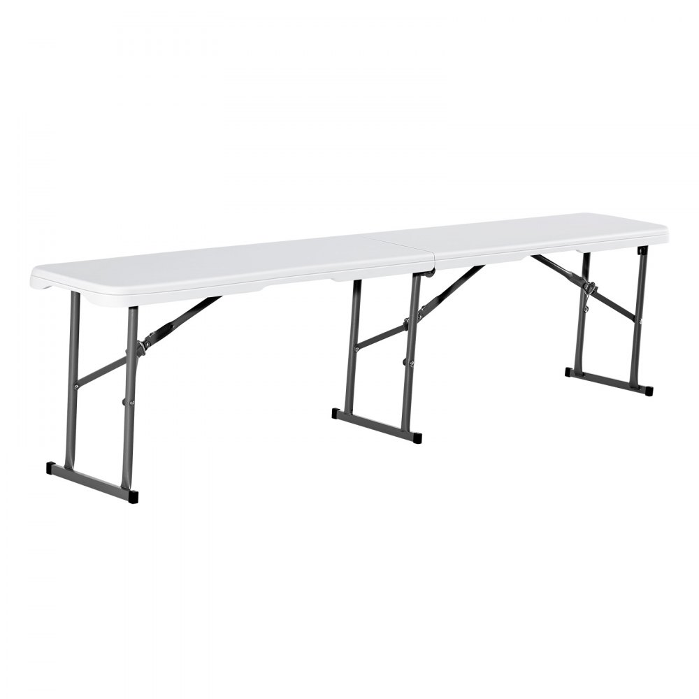 VEVOR Panca Pieghevole in Plastica, Panca Portatile 183 mm, Panca da Esterno Impermeabile in HDPE, Seduta da Pranzo per Picnic e Campeggio con Maniglia Trasporto, per Attività in Giardino, Bianco