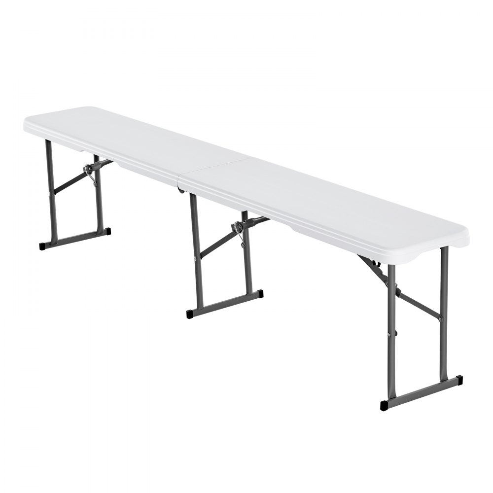 VEVOR Panca Pieghevole in Plastica, Panca Portatile 183 mm Esterno Impermeabile in HDPE, Seduta da Pranzo per Picnic e Campeggio con Maniglia Trasporto, per Attività in Giardino, Bianco 2 Pezzi