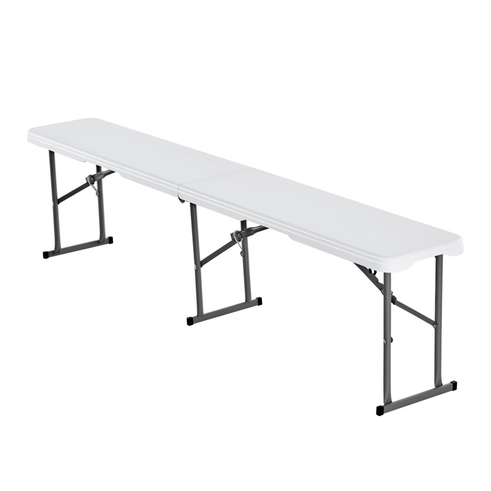 VEVOR Panca Pieghevole in Plastica, Panca Portatile 183 mm Esterno Impermeabile in HDPE, Seduta da Pranzo per Picnic e Campeggio con Maniglia Trasporto, per Attività in Giardino, Bianco 2 Pezzi