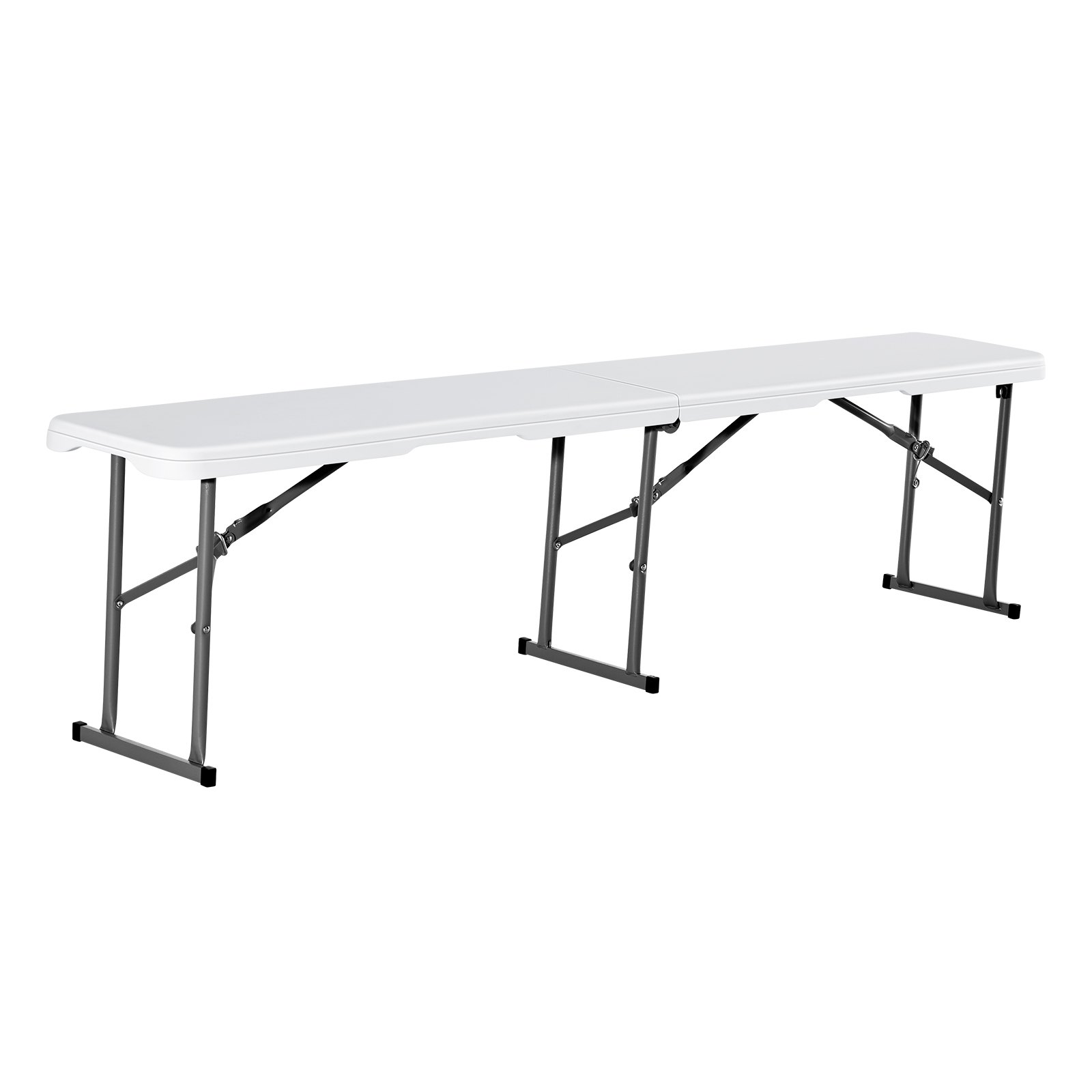 VEVOR Panca Pieghevole in Plastica, Panca Portatile 183 mm Esterno Impermeabile in HDPE, Seduta da Pranzo per Picnic e Campeggio con Maniglia Trasporto, per Attività in Giardino, Bianco 2 Pezzi