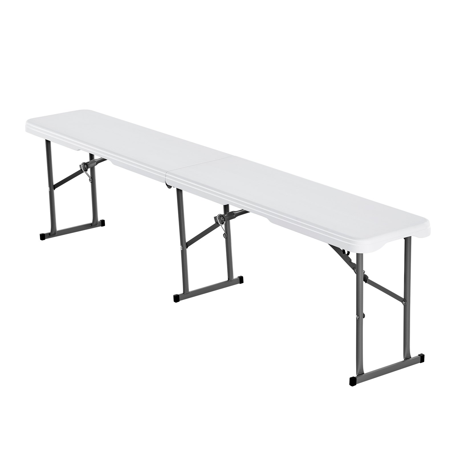 VEVOR Panca Pieghevole in Plastica, Panca Portatile 183 mm Esterno Impermeabile in HDPE, Seduta da Pranzo per Picnic e Campeggio con Maniglia Trasporto, per Attività in Giardino, Bianco 2 Pezzi