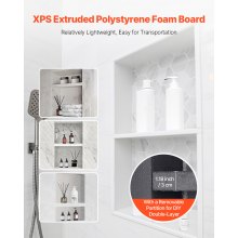 VEVOR Nicchia per Doccia, 40,6 x 71,1 x 10,2 cm con Ripiano Divisorio Mobile, Moderno Contenitore per Sapone, Angoli Squadrati, Nicchia Doccia Impermeabile Sigillato in Plastica, Nero